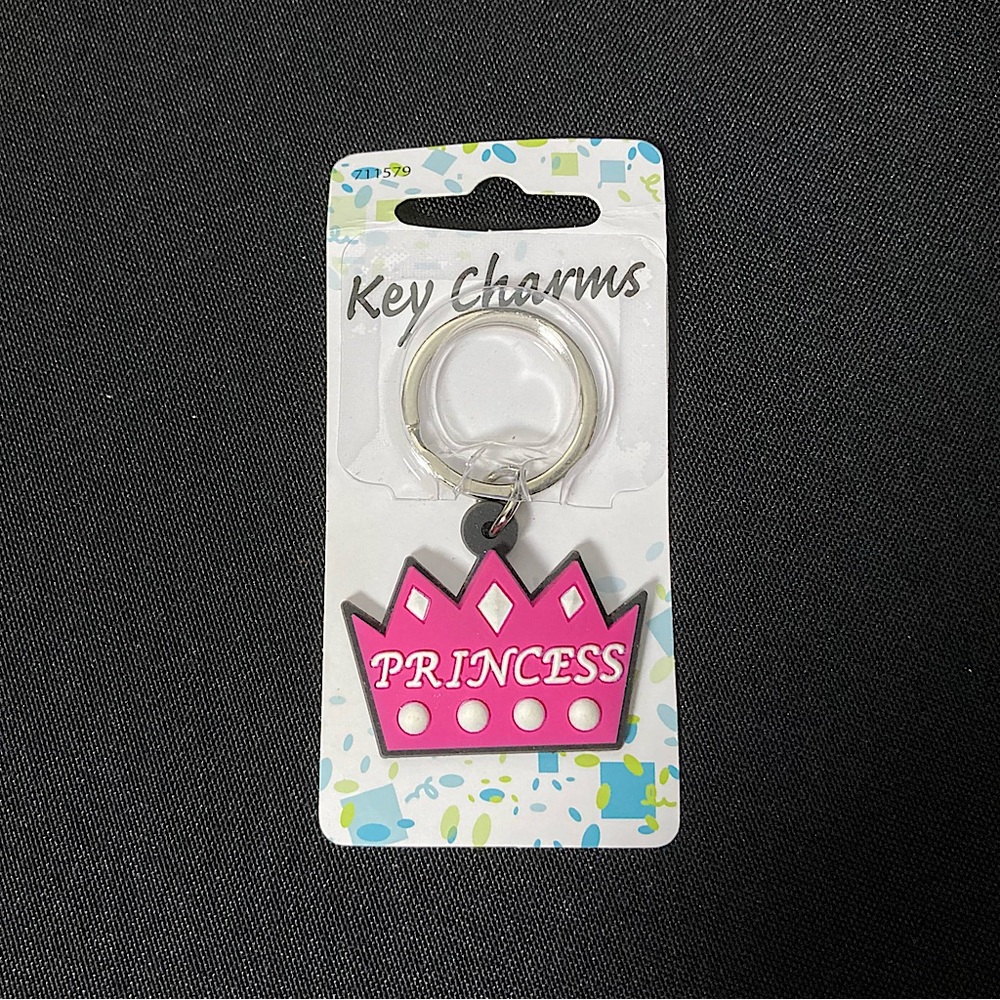 ⭐️ Pink Rubber Princess Crown Keychain